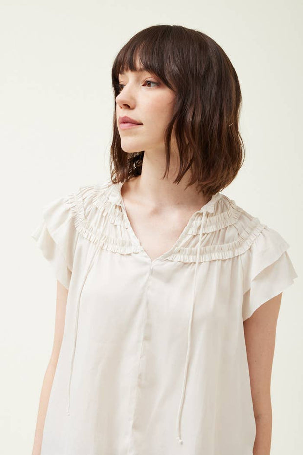 Ruffle Detail Satin Top