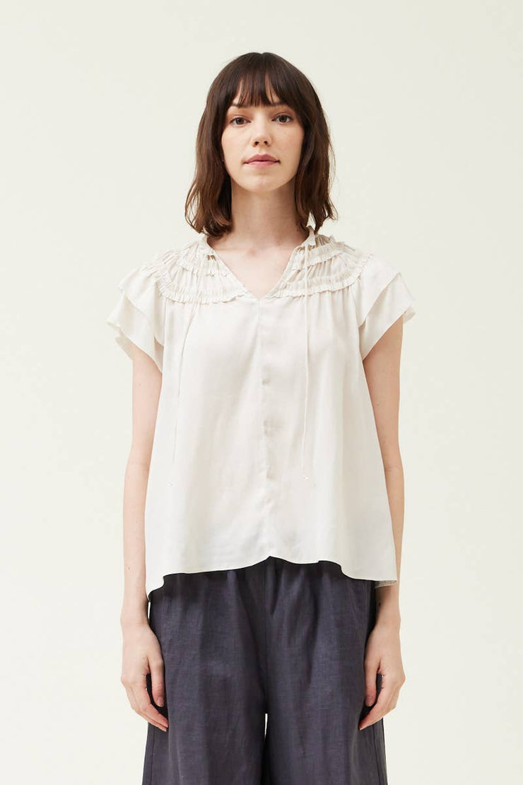 Ruffle Detail Satin Top