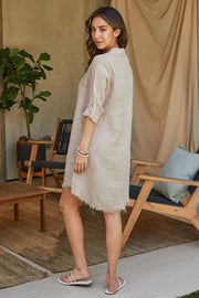 Linen Button Down Midlength Dress