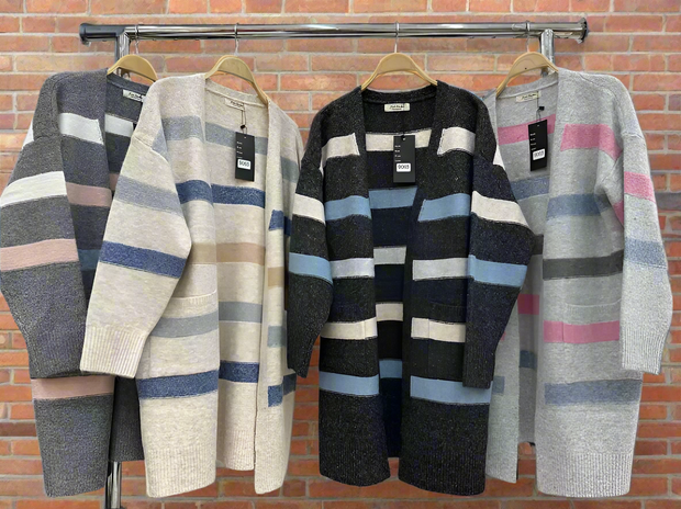 Striped Long Cardigan