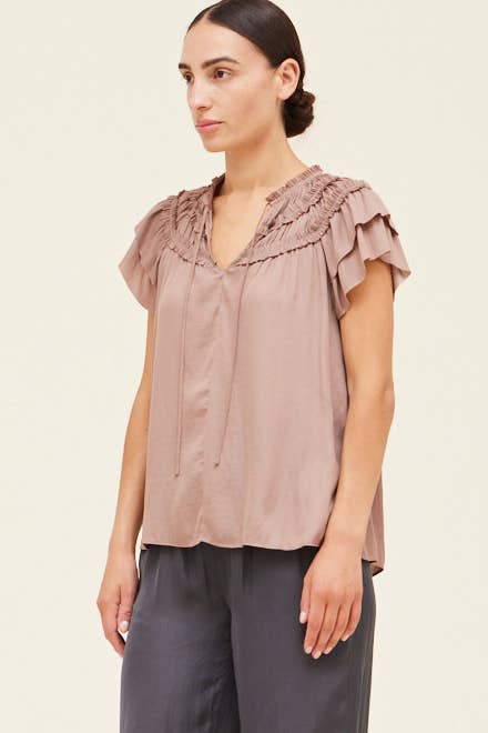 Ruffle Detail Satin Top