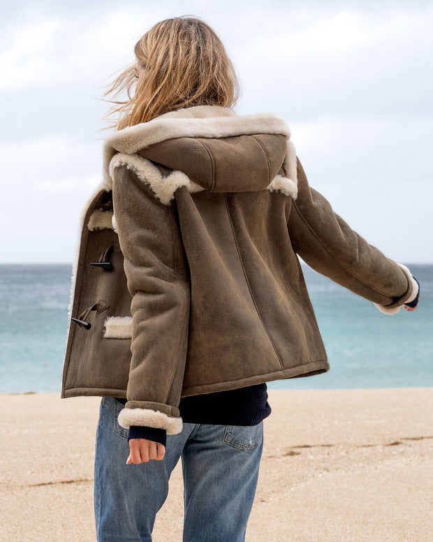 Hooded Sheepskin Duffle Jacket