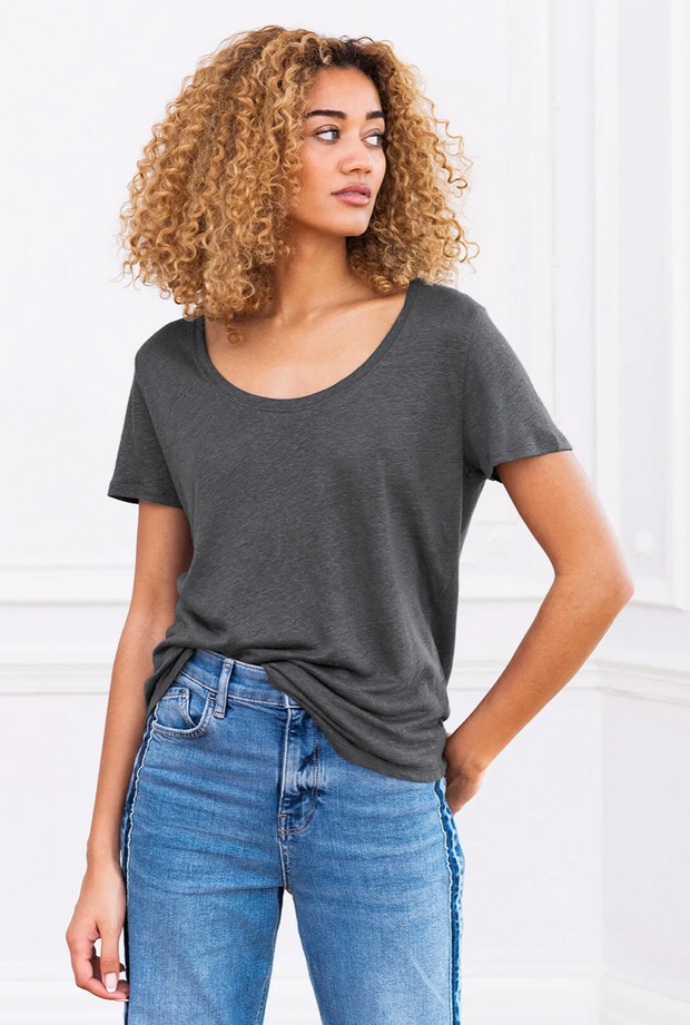 Linen Scoop Neck T-Shirt