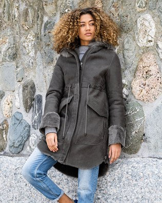 Sheepskin Hooded Parka