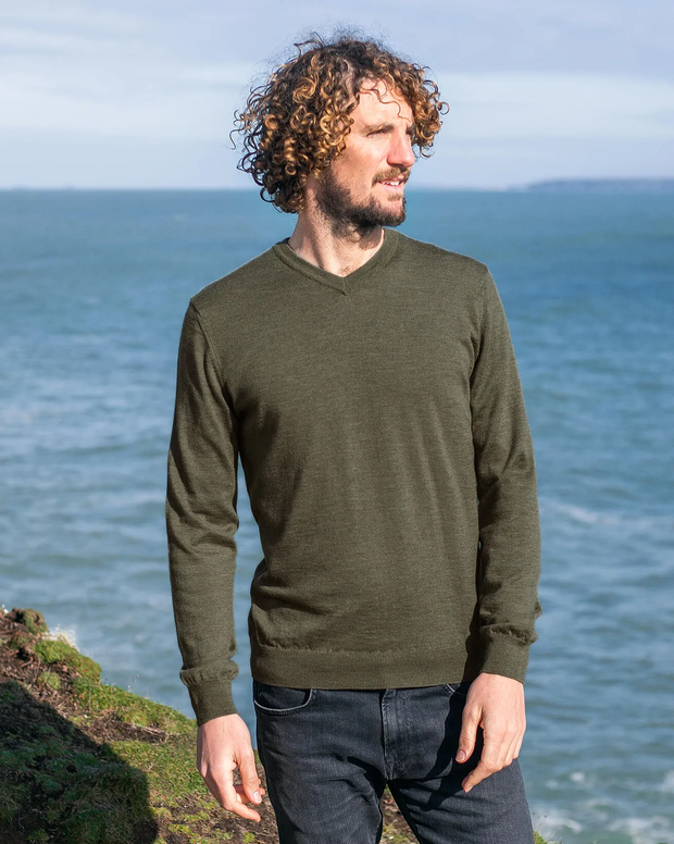 Men's Fine Knit V Sweater