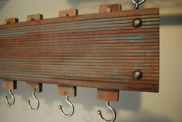 Hanging Pot Rack - Rustic Up-cycled Hardwood - Polished Mercantile
